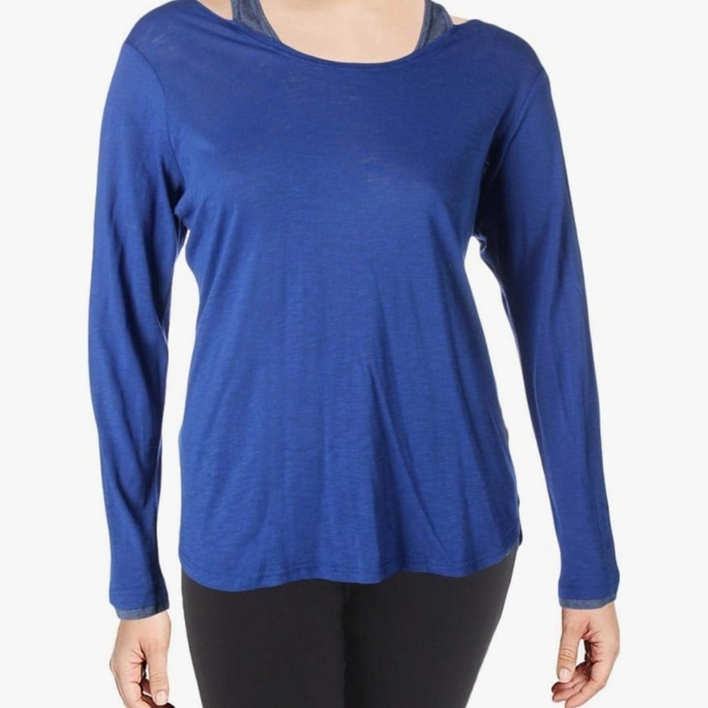 Andrew Marc Purple Relaxed Long Sleeve Performance Wear 2 Ways Tee NWT 48.00